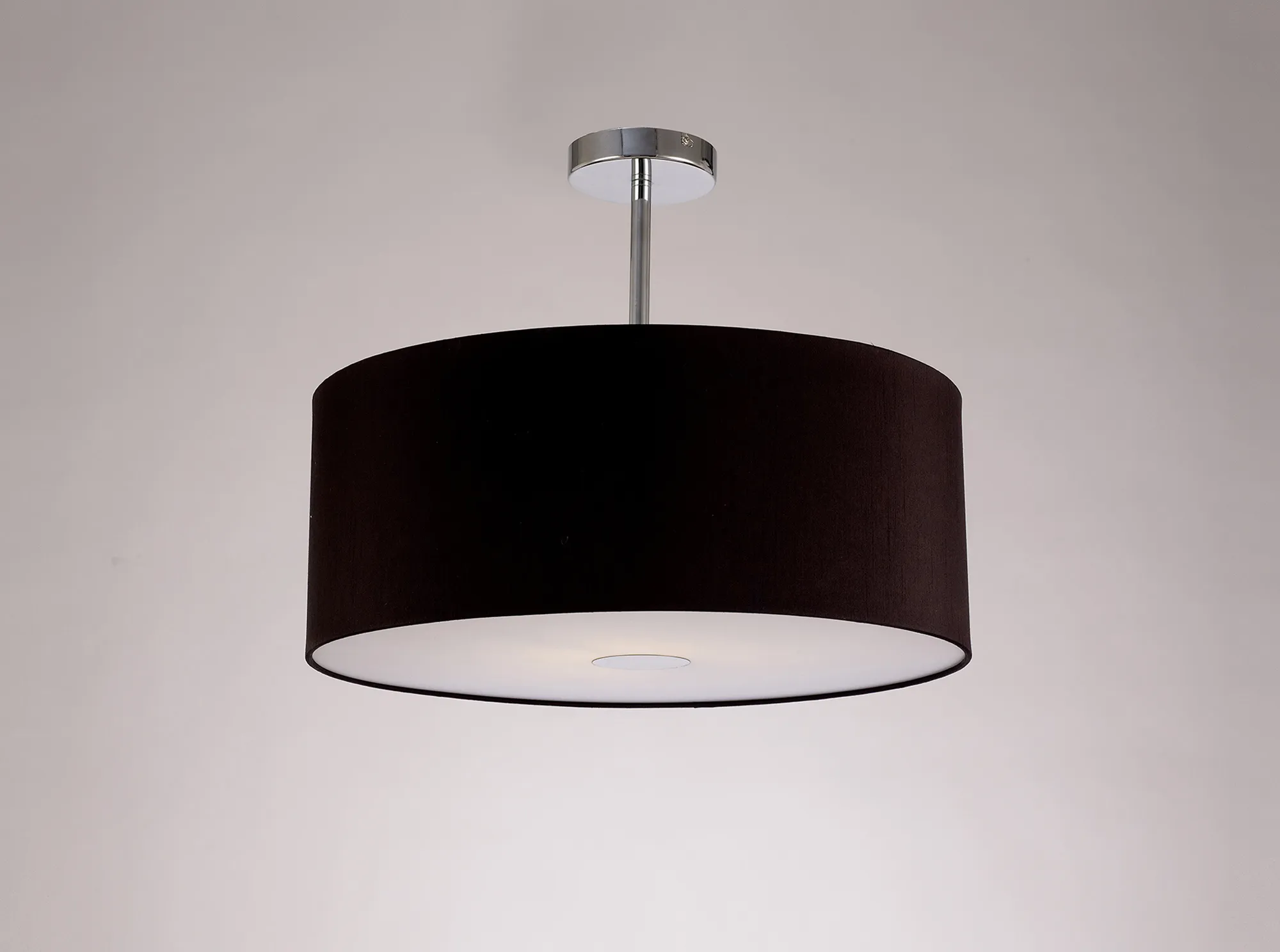 Baymont 50cm Semi Flush 1 Light Polished Chrome, Midnight Black/Green Olive, Frosted Diffuser DK0107  Deco Baymont CH BL/GR